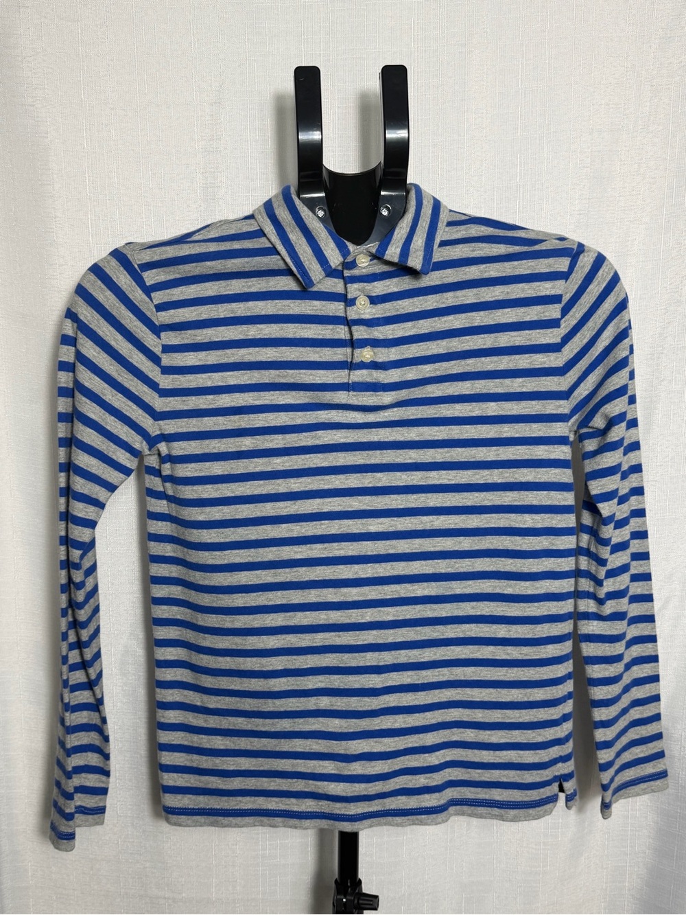 Crewcuts Blue & Gray Striped Long-Sleeve Polo